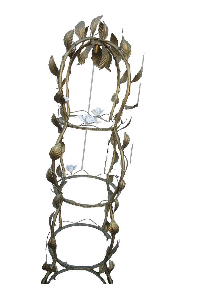 64469 Librería Estante Curio Whatnot de Hierro Dorado con Flores 22"W x 72"H Foto 4 de 4