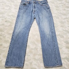 Levis 501 Jeans Mens 36x30 Blue Button Fly Straight Leg Denim Medium Wash