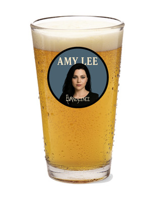 Evanescence (Amy) - 16oz Pint Beer Glass Handmade Rock and Roll Liquor Seltzer