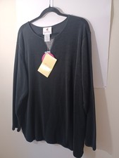 Quacker Factory Womens Terry Cloth Long Sleeve Tunic New Oldstock 2X Black
