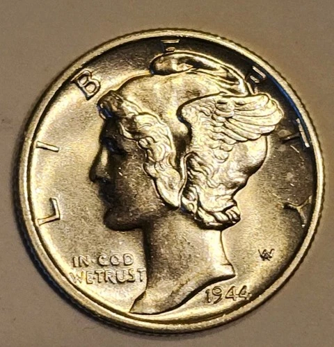 1944 D Mercury Dime BU+ Condition With Full Split Bands, Hair And Feathers!