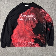 Alexander McQueen Sweatshirt Womens 36 Anemone Floral Logo Black Red Excellent