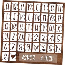 Alphabet Letter Stencils, 42 Pcs Reusable Plastic Letters Numbers 4 Inch