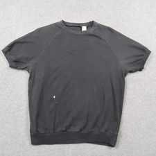 Vintage Short Sleeve Sweatshirt Black Raglan Crew Neck Size 38 18W Lightweight