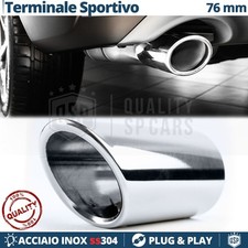 1X TERMINALE di Scarico per Auto Tuning in ACCIAIO Inox Cromato Marmitta 65-70mm