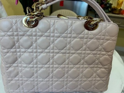 Dior Pearl Pink Gold Lambskin Lady Dior Top Handle Crossbody Bag