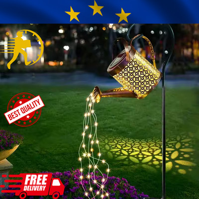 LED Solar Watering Can Garden Light Outdoor Decorative Waterfall Lamp with Warm