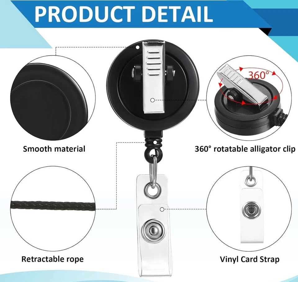 Kawaii Monster Brown Bunny Badge Reel ID Holder for Nurse Teacher CNA Gift - Image 3 of 4