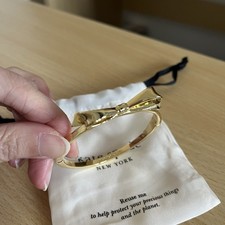 Kate Spade Gold Bow Hinged Bangle With Dust Bag