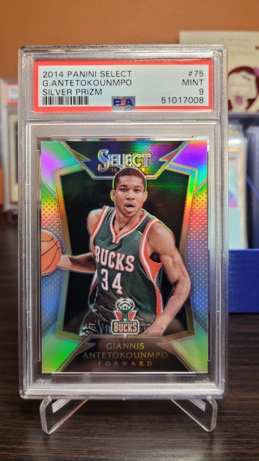 2014-15 Select Giannis Antetokounmpo Silver Prizm Holo Card #75 PSA 9 2nd year