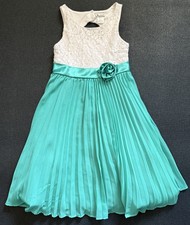 Emily West Dress Girls Size 12 White Turquoise Sleeveless
