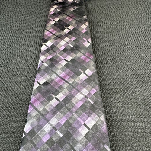 Calvin Klein Purple Geometric X-long Men's Tie 100% Silk 62"x3.75" XL Necktie - Picture 3 of 12