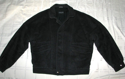 Men's (L) Vintage ADOLFO Wool Bomber Jacket/ Coat (Charcoal Gray)