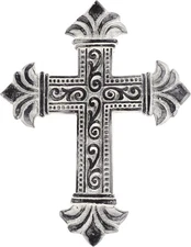 ARDOUR Distressed White Wall Cross for Home Decor.Metal 