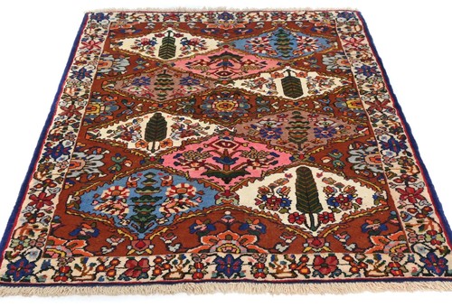 Small Entryway Vintage Floral Rusty Red Hand-Knotted Rug Bedroom Carpet ...