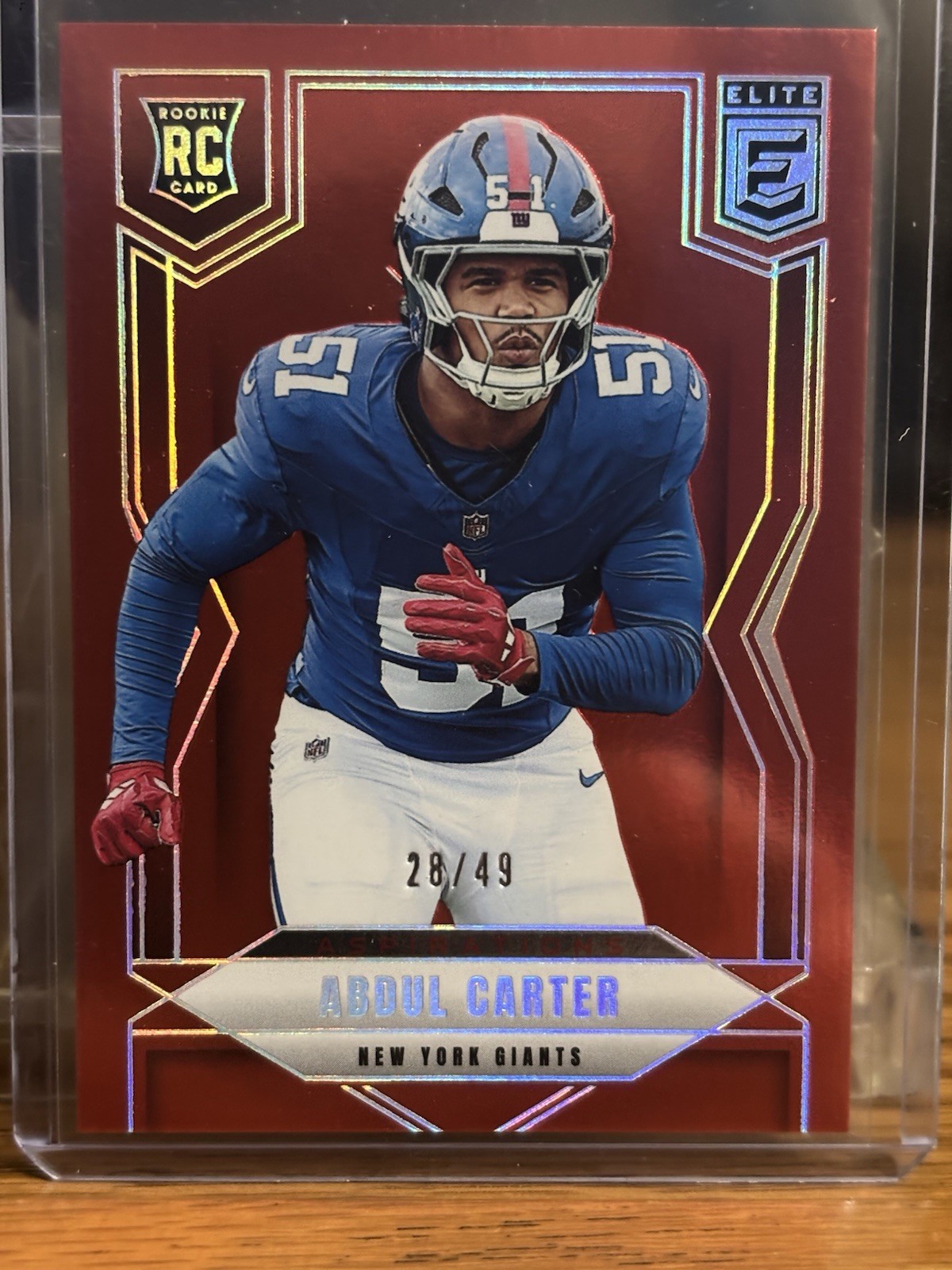Abdul Carter 2025 Panini Donruss Elite Aspirations Red Rookie # 28/49 Giants RC