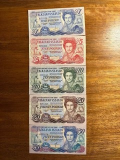 Falkland Islands / Malvinas banknote set £5 £10 £20 £50 £1 Excellent Condition