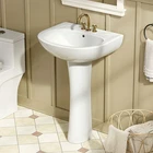Bathroom Pedestal Sink Combo,1 Overflow Hole,3 Faucet Hole White Porcelain