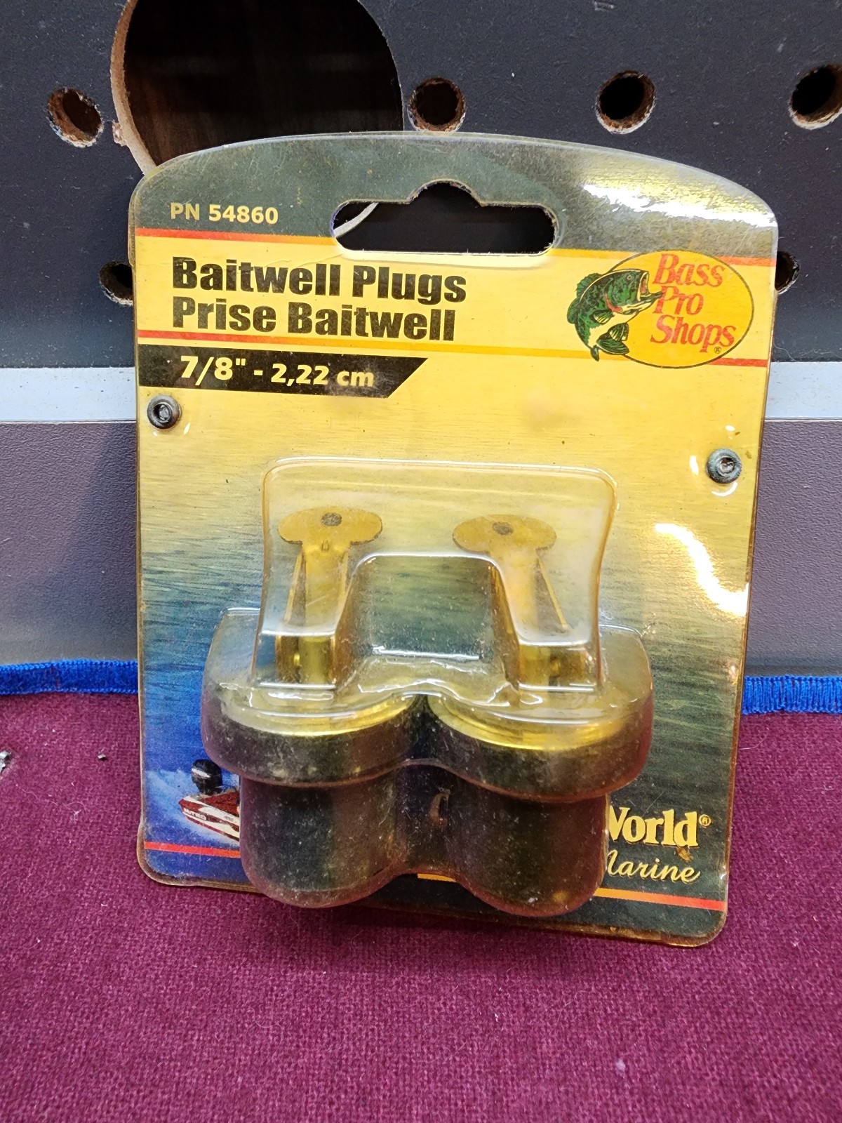 BOAT MARINE 7/8" COOLER,  DECK & BAITWELL DRAIN PLUG BRASS H