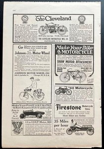 1919 ADS Cleveland Motorcycle ~ Shaw Motor Attachment ~ Johnson Motor Wheel