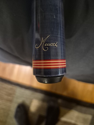 Meucci Pool Cue 58 in Wood Black Wrap Decorative Inlays