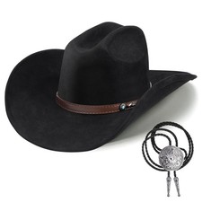 Western Cowboy Hat for Men Women,Shapeable Wide Brim Felt Fedora Classic Cowg...