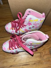 Roller Skates Barbie Youth. Adjustable Sizing. 3-6 White W/Pink Hearts Wore once