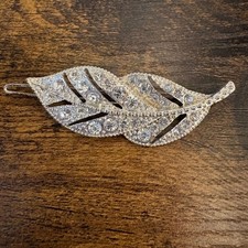 Vintage Leaf Pave Rhinestone Hair Pin Barrette