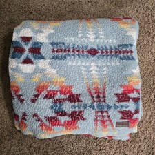 Pendleton Sherpa Fleece Blanket Legend Lake Aqua Blue Sky Aztec Southwest Queen