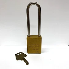 Vintage American Lock Hardened Padlock USA Series 1105 W/ 1 Key Gold Body