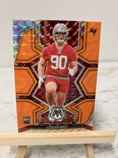 2022 Panini Mosaic Football Logan Hall Rookie Orange Prizm #380 Card. rookie card picture