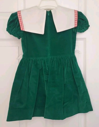 Vintage Christmas Lisa Jackson Green Velvet Girls Dress Size 4 - Picture 8 of 8