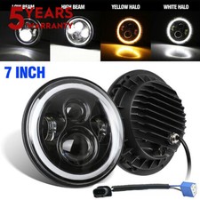 For Ford Mustang 1965-1978 7" Inch Round LED Headlights Halo DRL Angel Eyes Pair