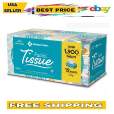 Member  s Mark Facial Tissues, 12 Flat Boxes, 160 2-Ply Tissues per Box 1920 ct 