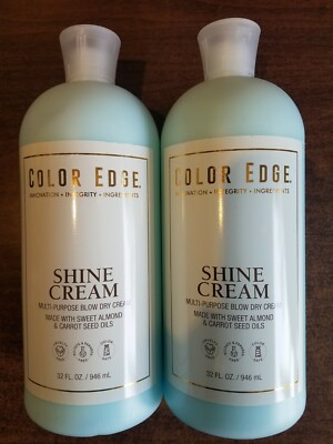 2 Color Edge Shine Cream Blow Dry Cream  Net 32 fl oz ea Almond & Carrot Oil