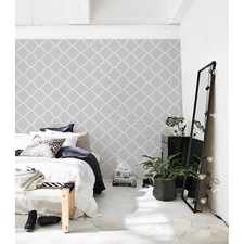 Gray Moroccan Modern Pattern Non-woven wallpaper Wall Mural Home Decor