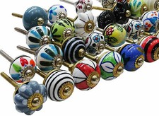 Colorful Knobs 20 Handpainted Knobs Ceramic knobs Door knob Drawer knobs Cabinet