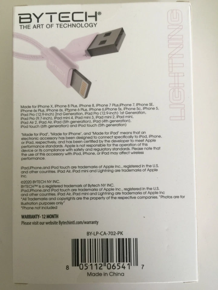 BYTECH 6FT iPhone Charger USB Cable Cord iPhone 6 7 8 Plus iPhone 11 XR Xs Max. - Image 2 of 4