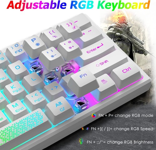 60% Wired Compact Gaming Keyboard, RGB LED Backlit Mechanical Feel For PC Laptop - Picture 14 of 37