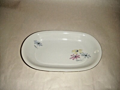KAHLA GERMAN PORCELAIN SMALL OVAL SIDE DISH 9'' X 5'' DAISIES YELLOW BLUE PINK 