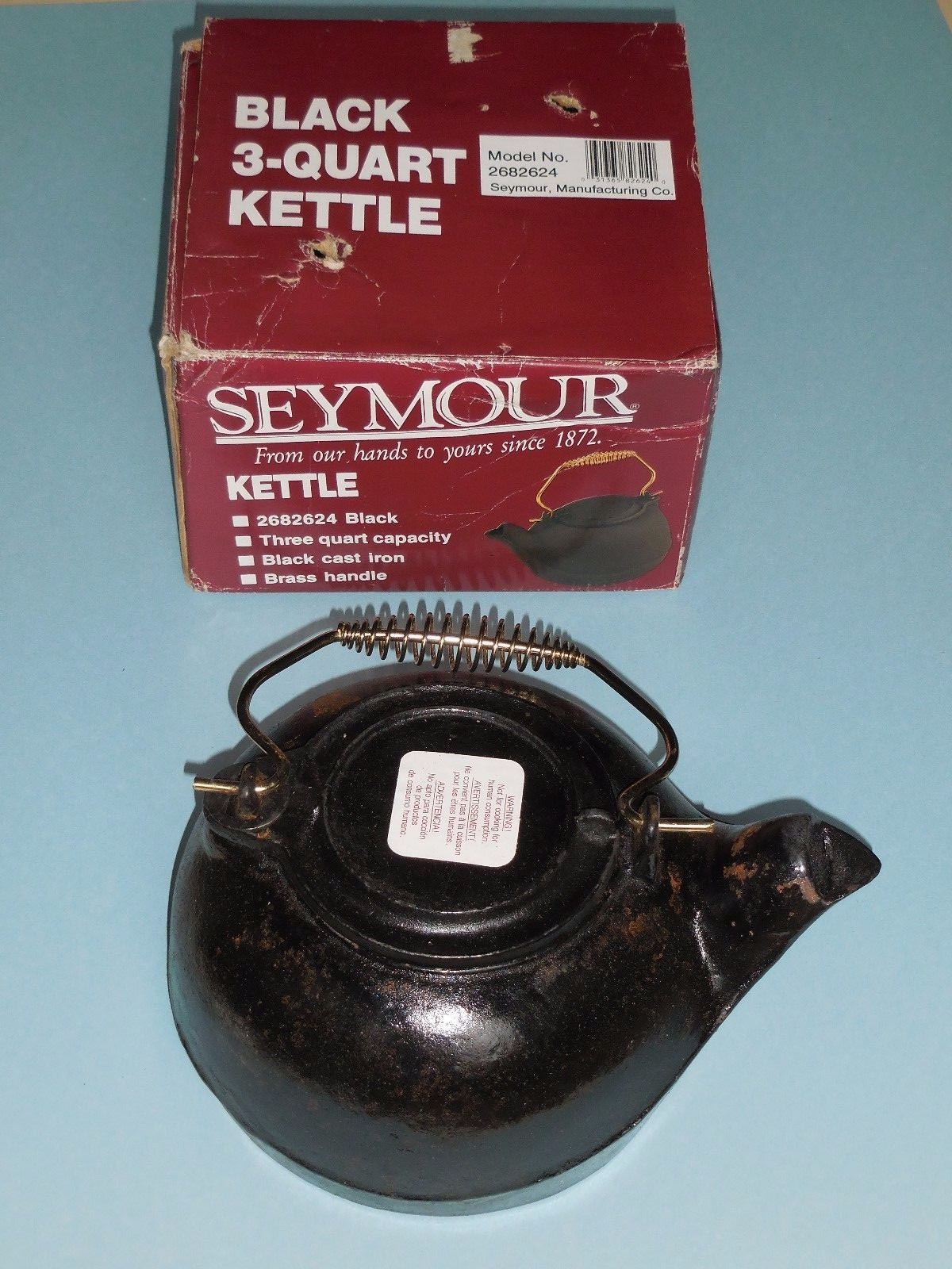 SEYMOUR 3 qt Cast Iron Stovetop Steamer / Humidifier Kettle Black