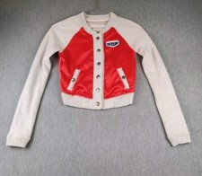 Abercrombie  Fitch Jacket Cropped Youth Size XS Red Gray Snap Button Stretch