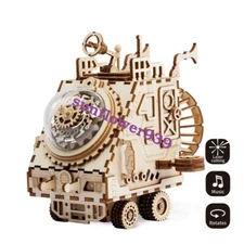 ROBOTIME 3D Wooden Puzzle Space Vehicle Music Box Building DIY Model Toy for Kid