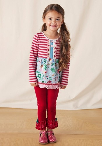 Matilda Jane Heart to Heart Peppermint Velour Leggings size 14 NEW - Picture 2 of 2