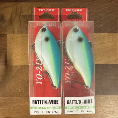 (2) Yo-Zuri RATTL'N Vibe 3/4oz Sinking Lipless  Crankbaits R1356 Citrus Shad NIB