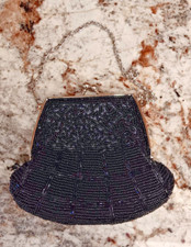 Beaded Black Purse - Victorian Replica Evening Bag