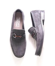 850 SALVATORE FERRAGAMO - GRANDIOSO" Gancini Bit Loafer Gray Suede - 7.5 D