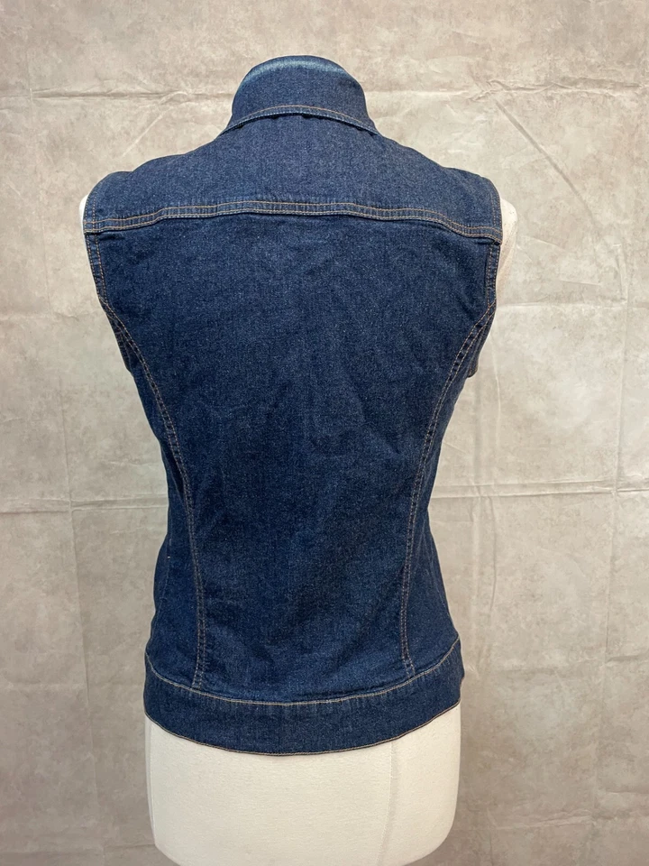 COOGI Australian Vest Womens Blue Denim Contrast Stitch Button Front Size L - Image 3 of 4