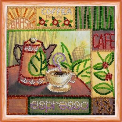 Mini Bead embroidery kit Espresso DIY Embroidery Kit beadwork pattern