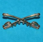 CIVIL WAR CSA UNION US Cavalry Crossed Sabers Sword 2-1/4" BRASS LAPEL HAT PIN